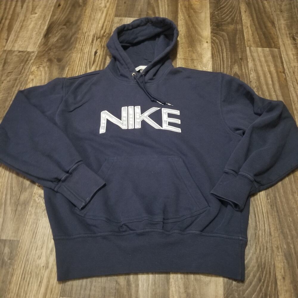 Nike Stitched Vintage Y2K Blue Hoodie Sweatshirt Branded Size Large